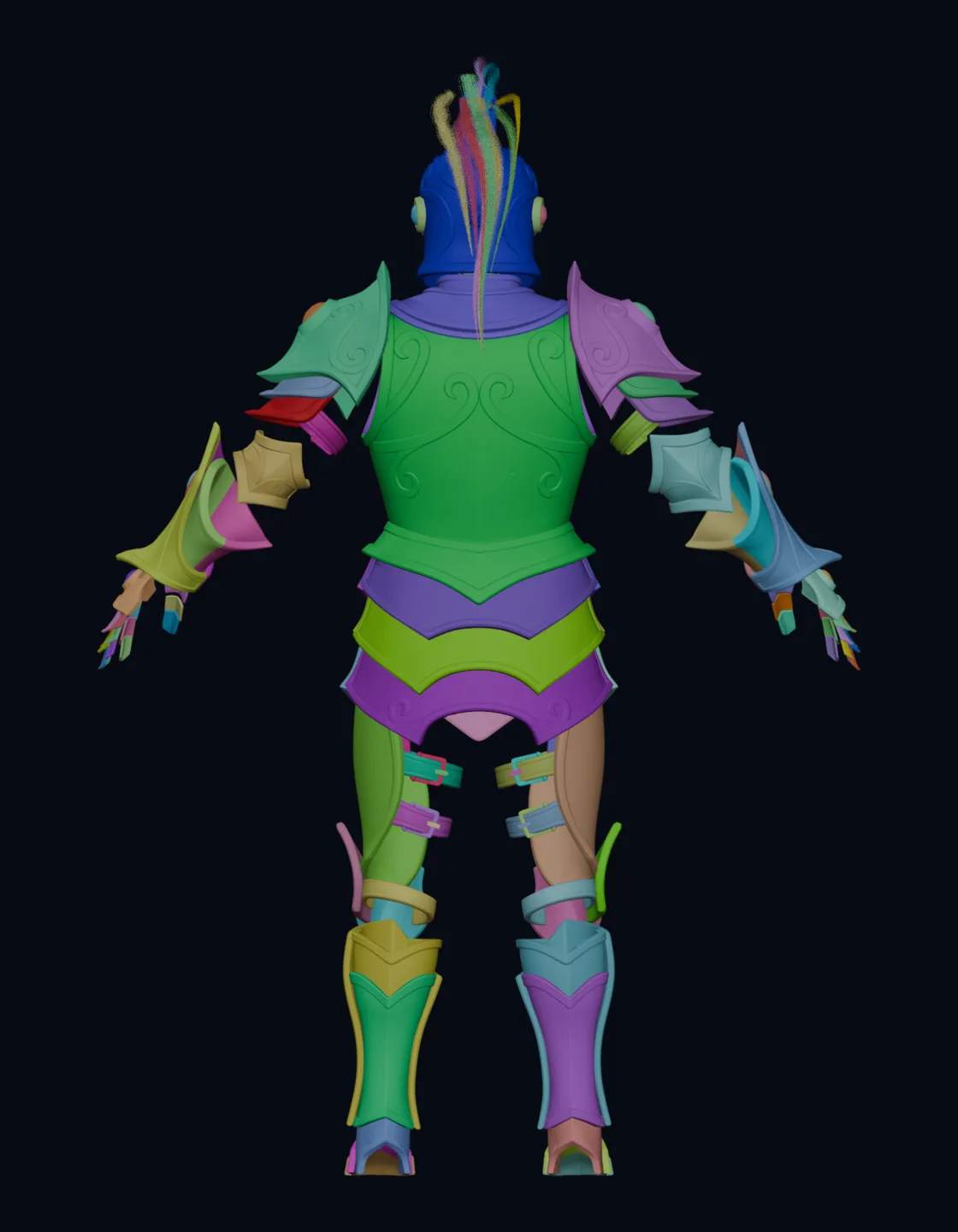 Colour-coded component map, back